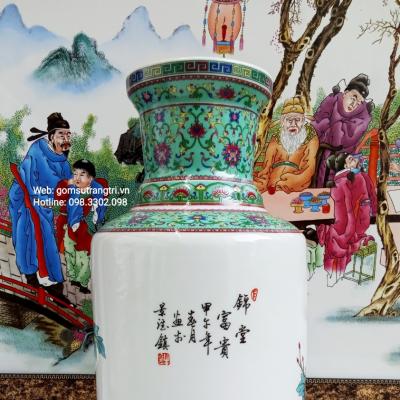 Bình hoa họa tiết Chim Trĩ Hoa Phù Dung